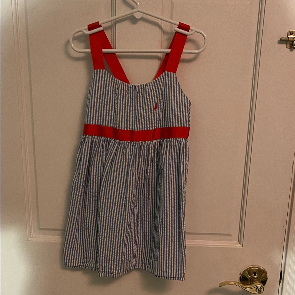 Nautica Blue and Red Striped Kids Dress